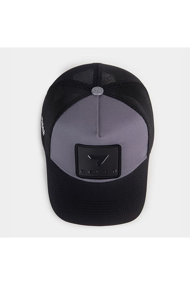 V1 7 Numara Logolu Siyah-gri Trucker Şapka - 5