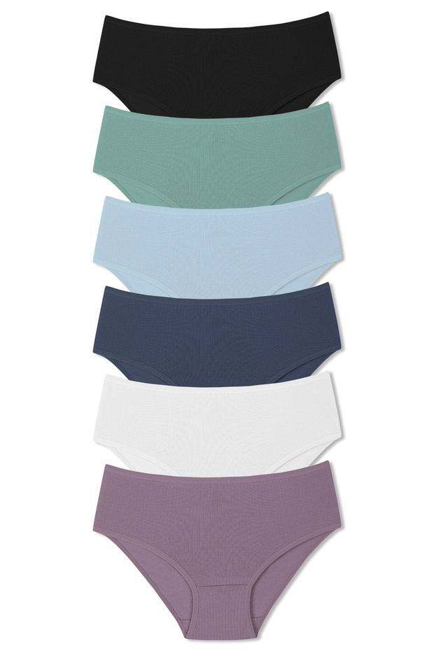 6 Pack Cotton Ribbed High Waist Plus Size Women's Panties