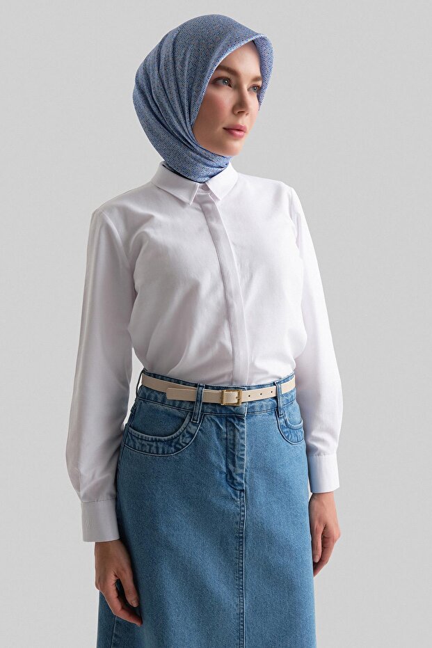 Manşeti Logolu Basic Gömlek 24y3522 Beyaz - 2