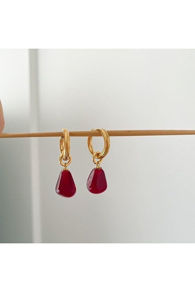 Murano Cam Nar Çelik Küpe - 2