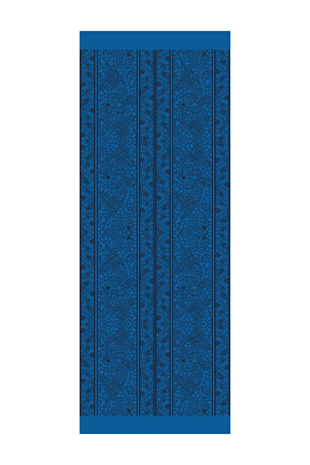 Black-Indigo Two-Sided Shawl Lavin Pattern - 5