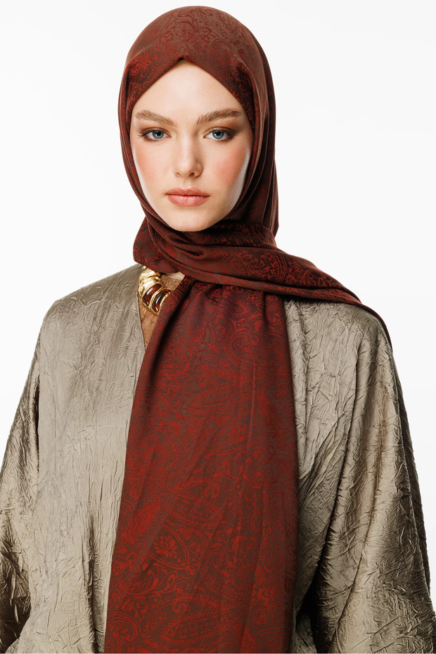 Velora Pattern Reversible Shawl Bitter Coffee-Brown