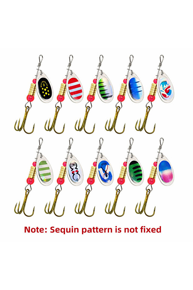 MULTI 1Set 3.3g Fishing Lure Metal Rotating Sequins Spoon Spinner Hook Artificial Wobbler Hard Bait