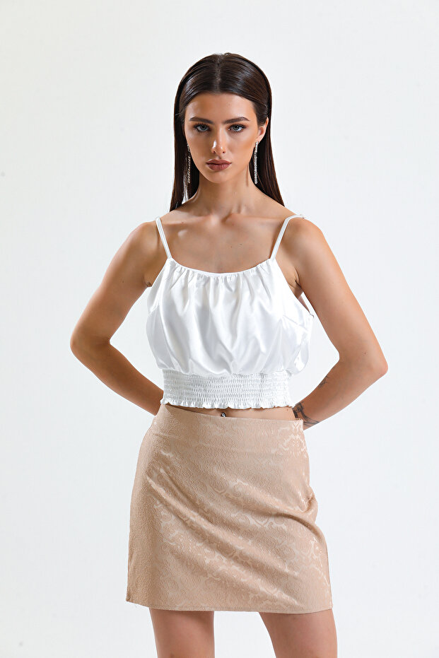 Jacquard Mini Skirt_etk32609 Beige
