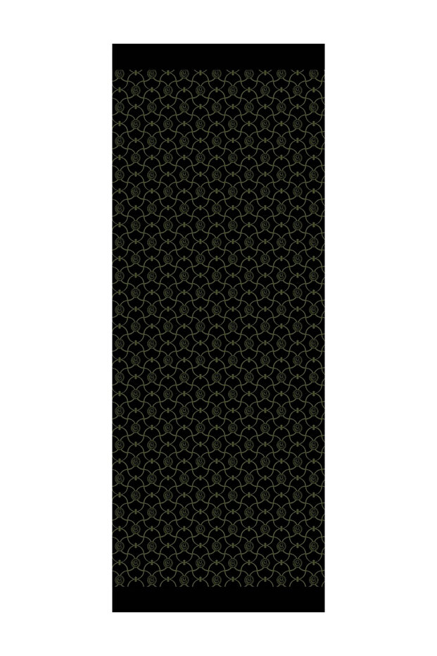 Marrakech Pattern Double-Sided Shawl Black-Khaki - 5