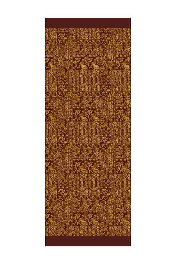 Henna Desen Çift Taraflı Şal Mürdüm-Sarı - 1
