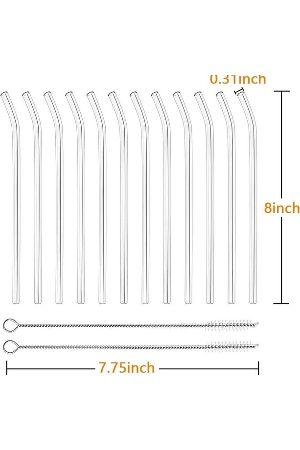 (1 ADET PİPET TIPASI) 12 Adet Yeniden Kullanılabilir Cam Pipet Ve 2 Temizleme Fırçası - 3
