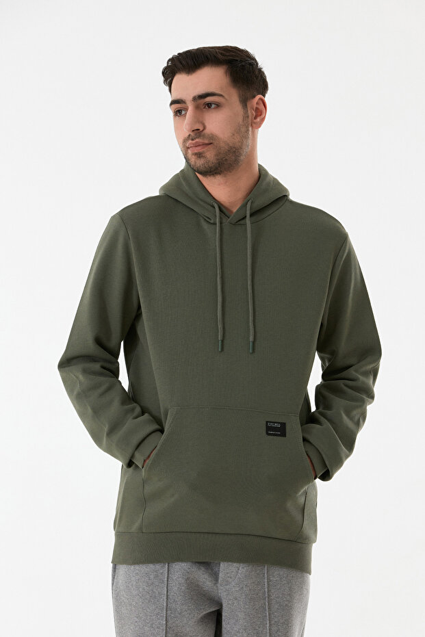 3 Thread Basic Kangaroo Pocket Hooded Sweatshirt - 1