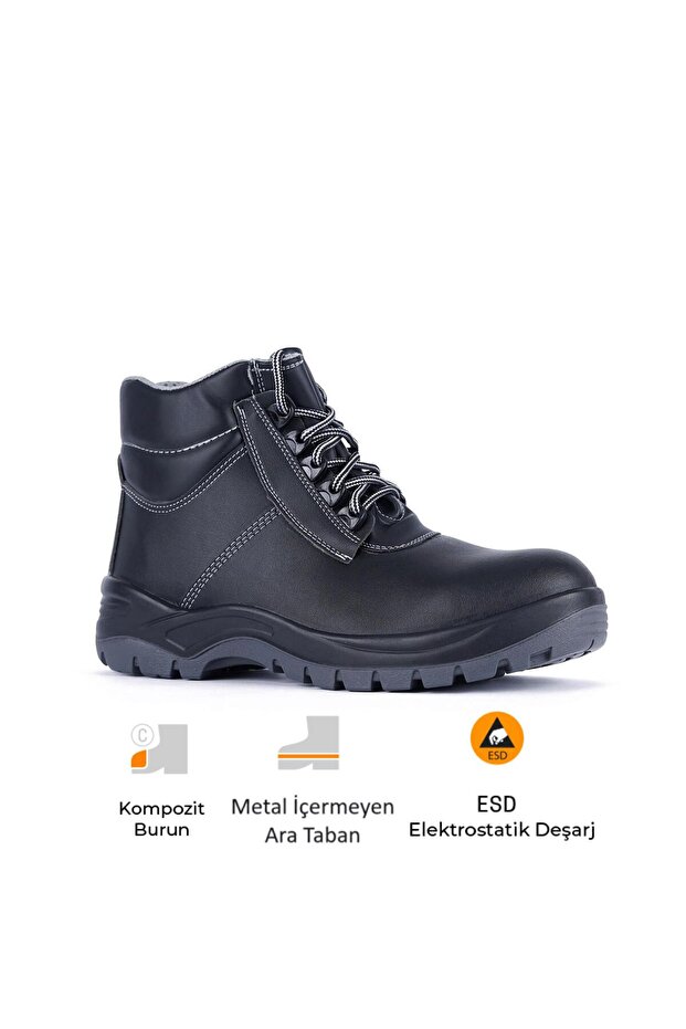 Policap 023 S3 SRC ESD Vidala Deri Kompozit Burun Kevlar Ara Taban İş Botu - 1