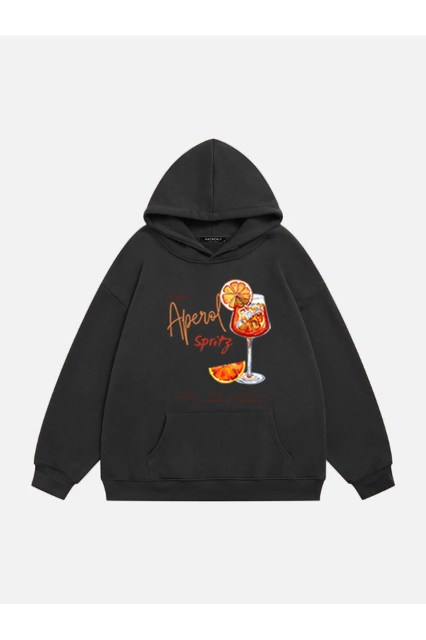 Women's Aperol Spritz Printed Hooded Fleece Oversize Sweatshirt