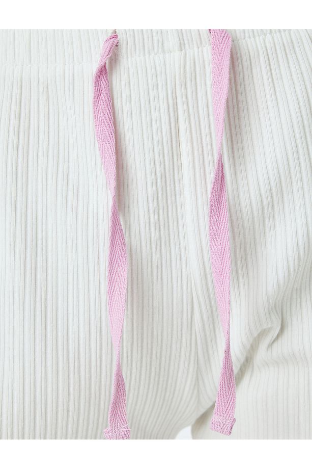 Beli Bağcıklı Pamuklu Fitilli Şort Pijama Altı - 6