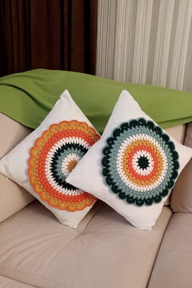 Colorful Retro Concept - Handmade Decorative Throw Pillow & Throw Pillow Cover - Interior Without Pillow