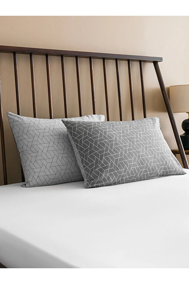 LCW HOME غطاء وسادة منقوش باللون الرمادي 2 قطعة 50x70 سم