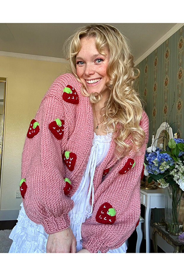 3D Çilek Hırka - 3