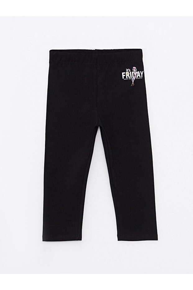 Elastic Waist Printed Cotton Girls Leggings (S2)