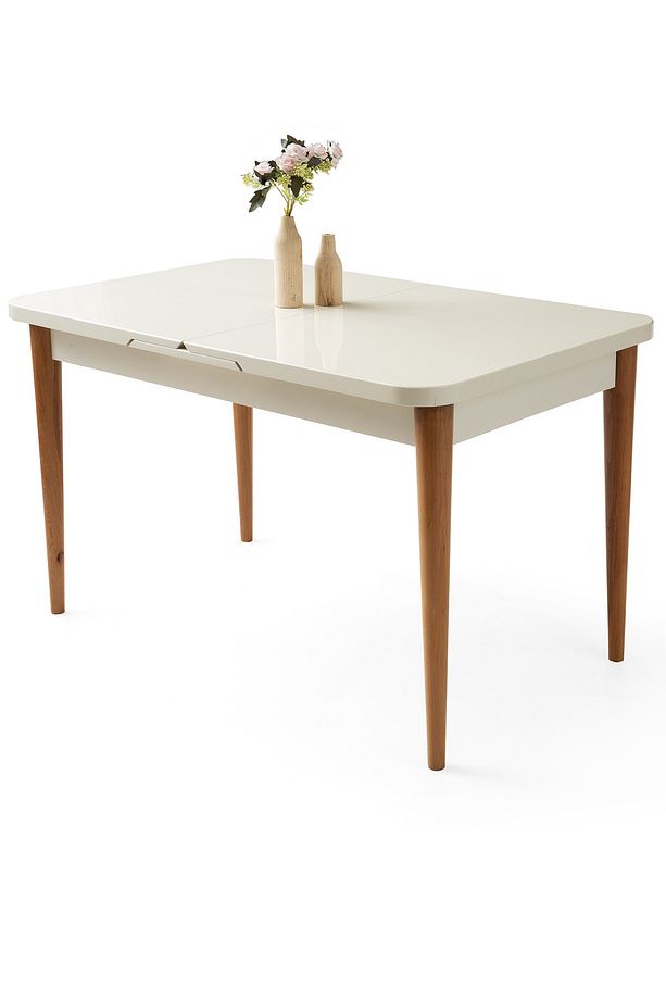 Açılır Yemek Masası Aura 130 X 80/160 X 80 Beyaz - Ahşap Mdf High Gloss (SADECE MASA) - 2