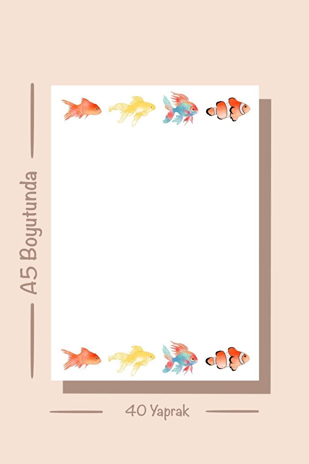Fish Themed Notepad Pull Pull Notebook, Glue Memo Pad, A5 Notebook, Unlined Notebook - 6