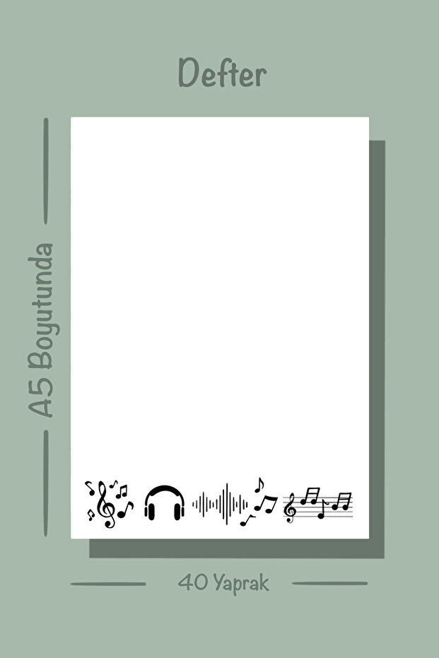 Music Themed Notepad Pull Pull Notebook, Glue Memo Pad, A5 Notebook, Unlined Notebook - 5