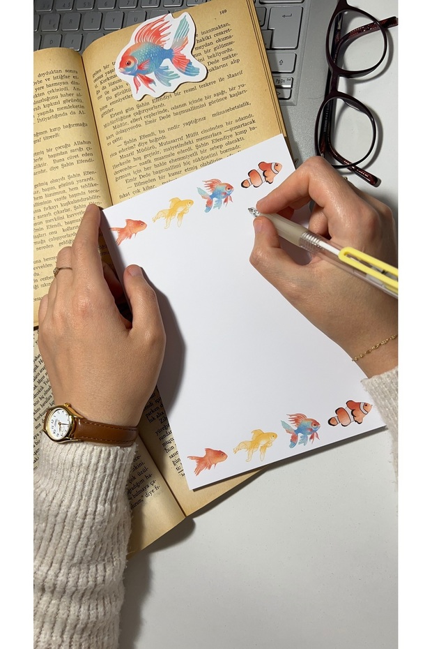 Fish Themed Notepad Pull Pull Notebook, Glue Memo Pad, A5 Notebook, Unlined Notebook - 2