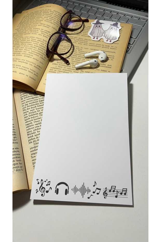 Music Themed Notepad Pull Pull Notebook, Glue Memo Pad, A5 Notebook, Unlined Notebook - 1