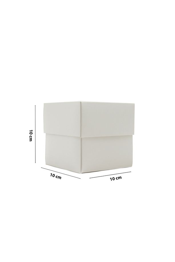 10x10x10 cm Beyaz Kapaklı Bristol Kutu Hediye Kutusu 1 Adet - 3