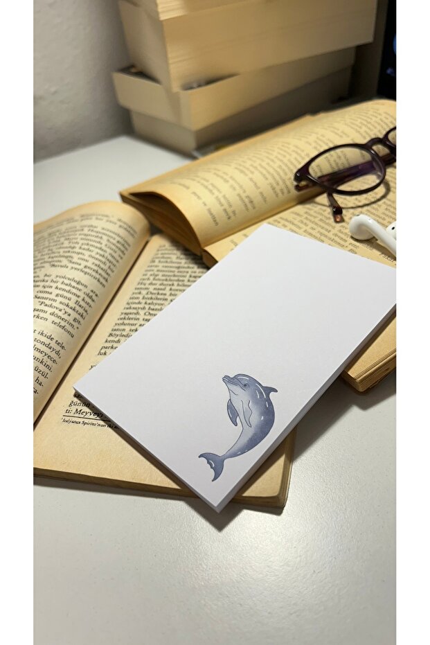 Dolphin Themed Memo Pad A6 Notebook - with Check Pluck and Glue - 4
