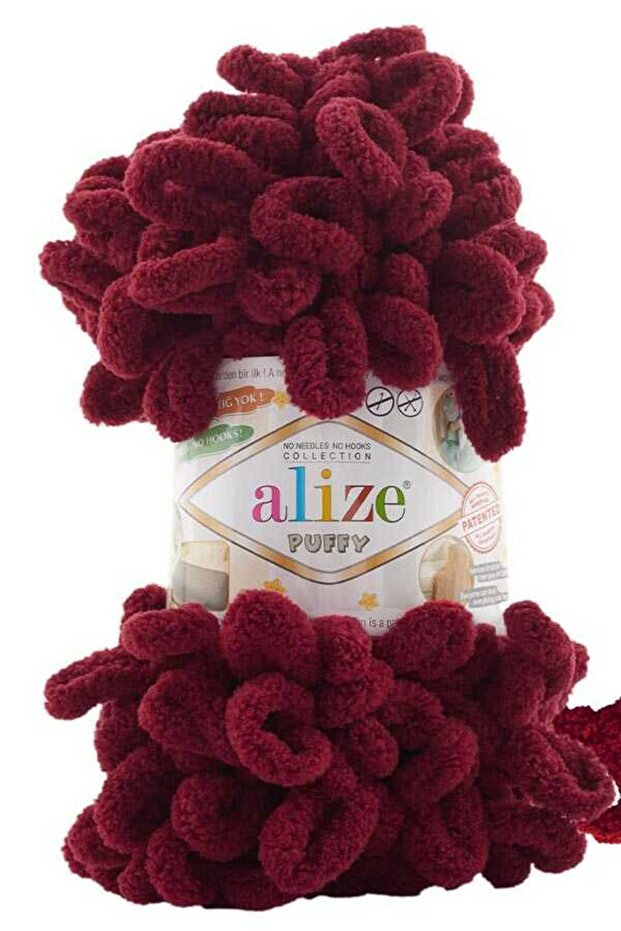 Puffy Hand Knitting Yarn Crochet-Free Non-Bulky 987 New Burgundy 5-Pack