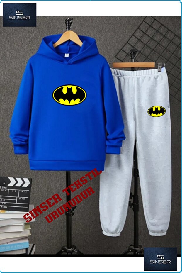 Hooded Children's "Batmanlogo" Printed Tracksuit Set