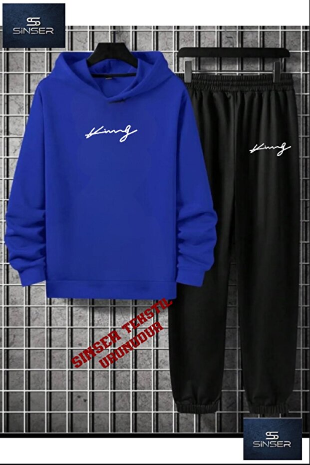 Hooded Children's "Imza King" Printed Tracksuit Set