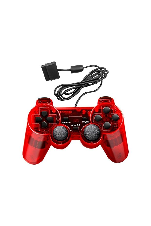 Ps2 Controller Oyun Kolu , Titreşimli Gamepad Joystick Kırmızı - 8