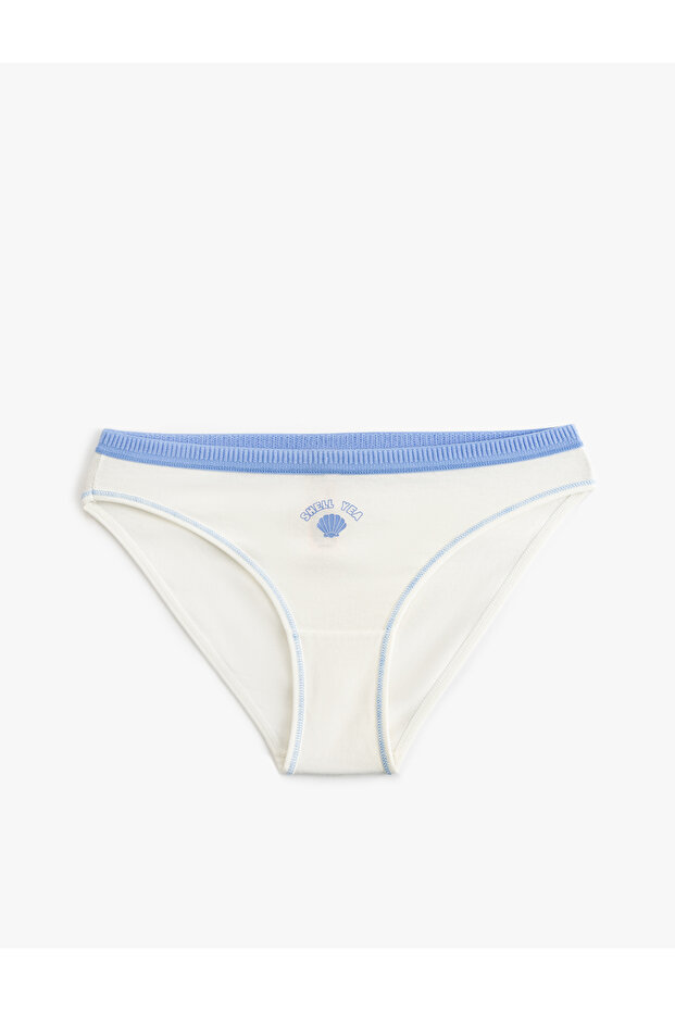 Printed Cotton Brief Women's Panties with Stitching Detail