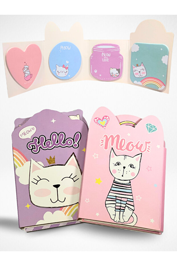 2 Pack Memo Pad Cat Post-It (Pink&Lilac)