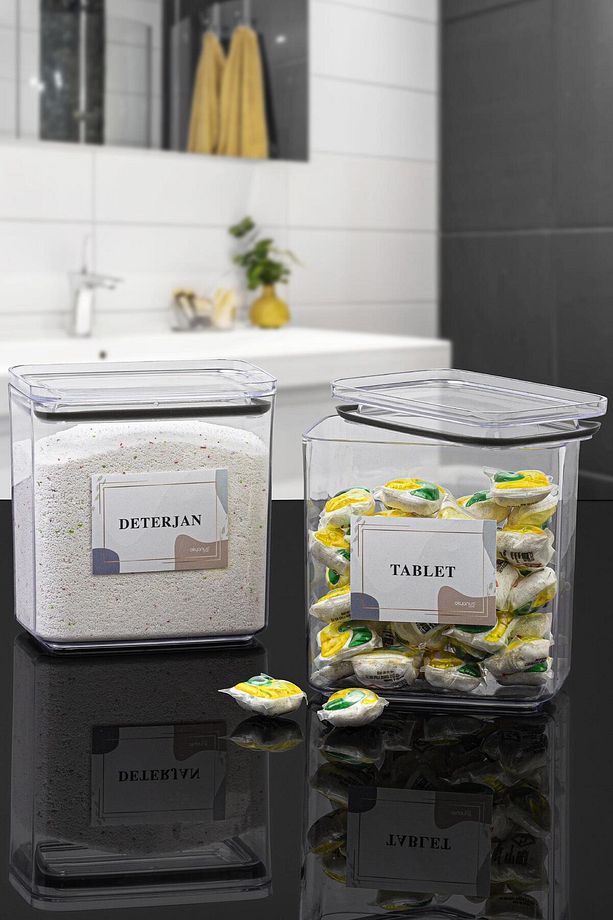 Deterjan-tablet 2 Adet Vakumlu Dikdörtgen 2.1 Lt Saklama Kabı - 2