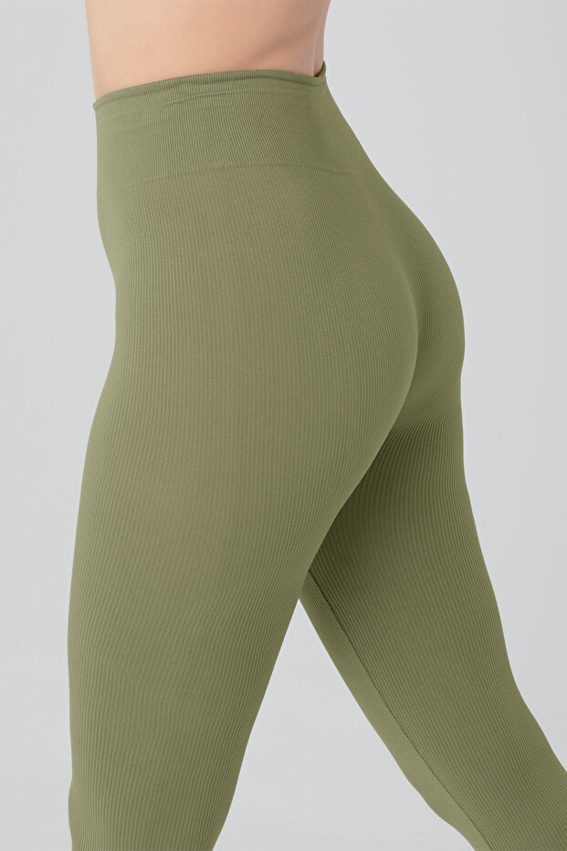 Dikişsiz Örme Yüksek Bel Tayt - 6