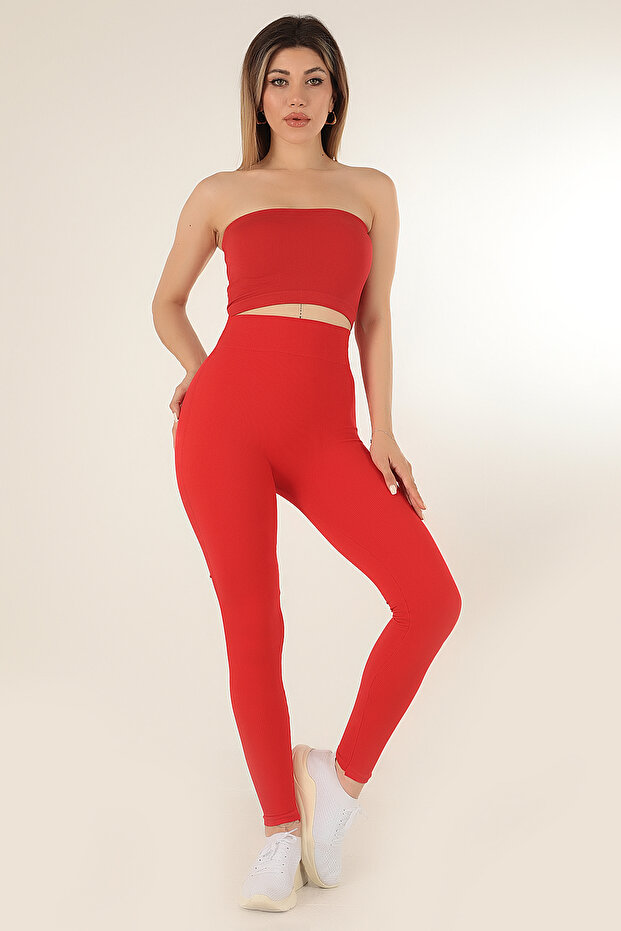 Dikişsiz Örme Yüksek Bel Tayt - 1