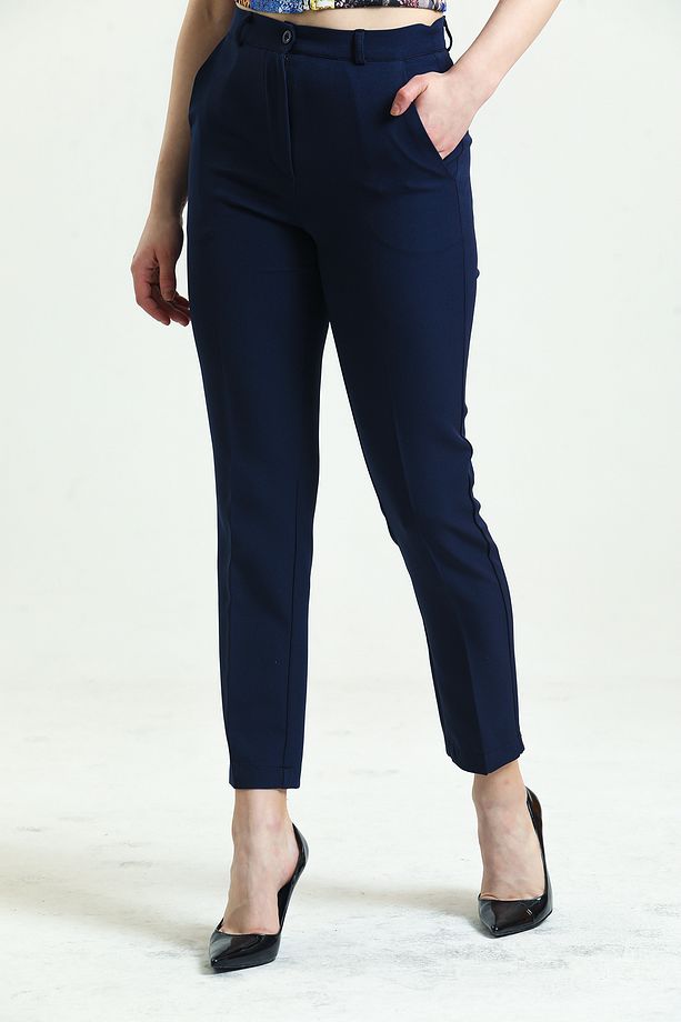 Pantolon - Bilekte Atlas Kumas Pantolon | Pnt19003 Lacıvert - 1