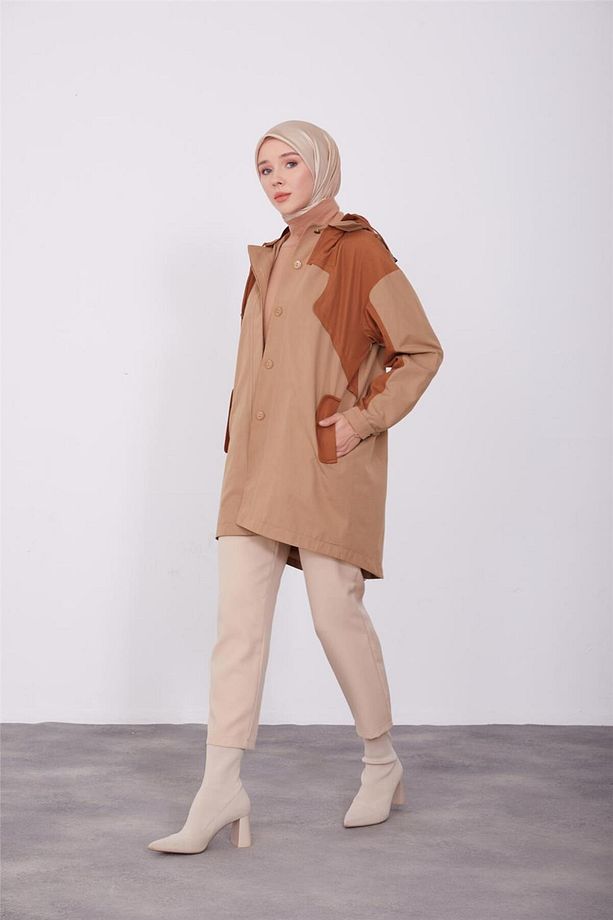 Arkası Fermuar Detaylı Önü Allerli Kap 23k7100 Camel - 1