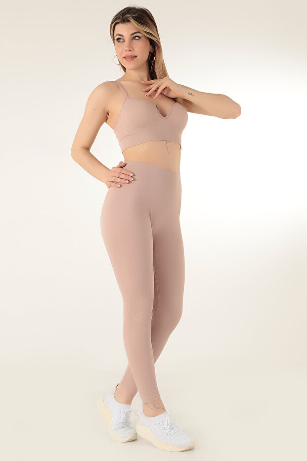 Dikişsiz Örme Yüksek Bel Tayt - 1