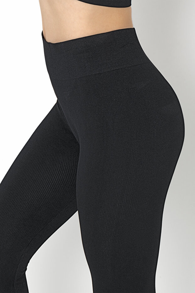 Dikişsiz Örme Yüksek Bel Tayt - 7