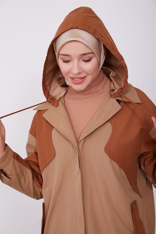 Arkası Fermuar Detaylı Önü Allerli Kap 23k7100 Camel - 3