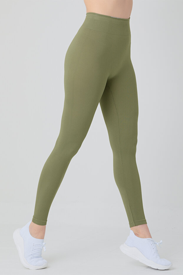 Dikişsiz Örme Yüksek Bel Tayt - 1