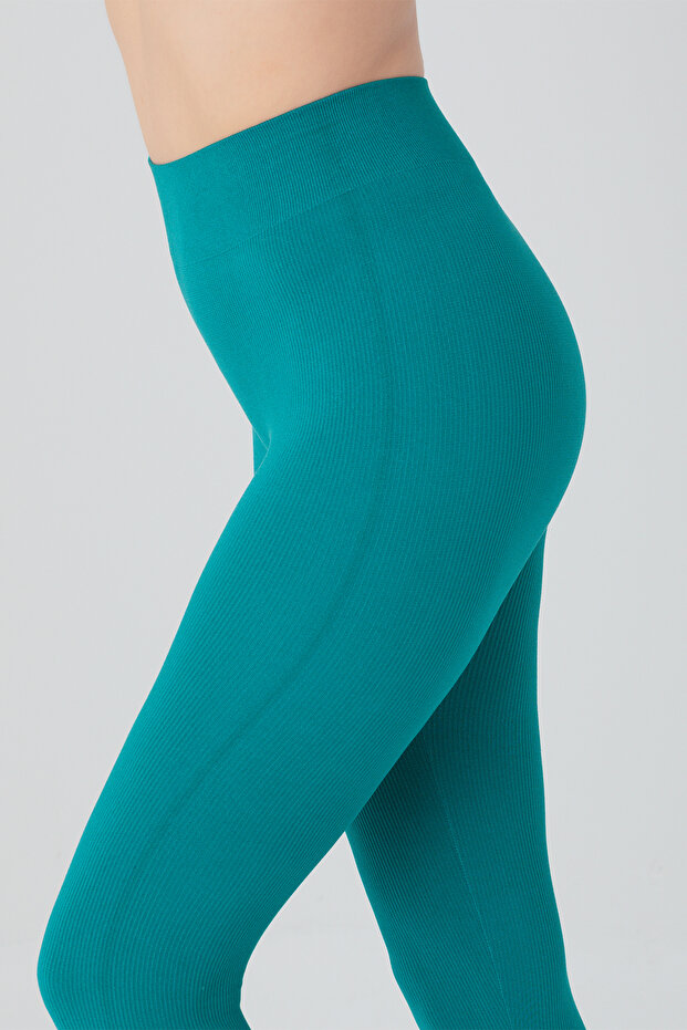 Dikişsiz Örme Yüksek Bel Tayt - 5