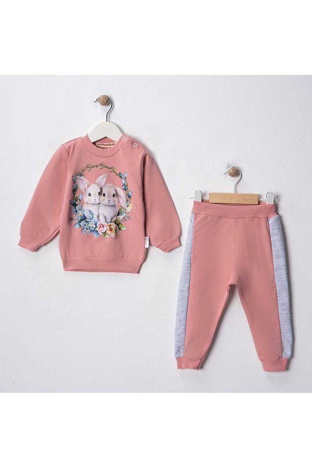 Myprettybaby Bunny Print Baby Girl Bottom Top Set