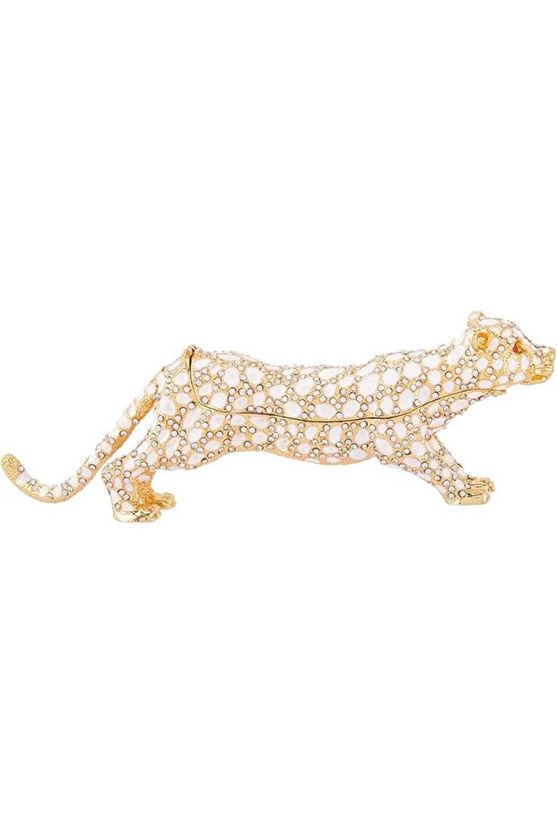 Décor Leopard Box White 20Cm X 4Cm X 7Cm White & Golden