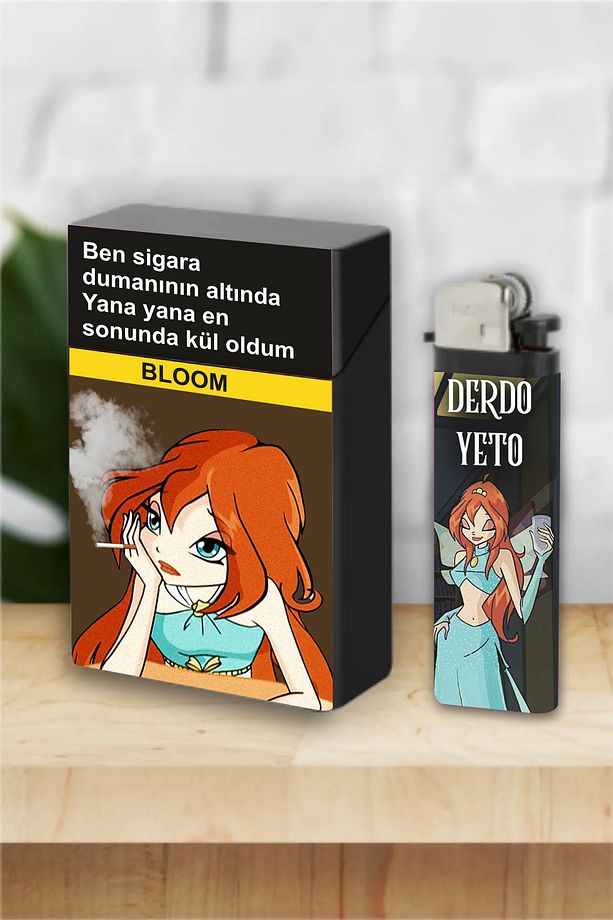 2'li Winx Bloom Çakmak ve Sigara Kutusu Tabakası Seti - 1