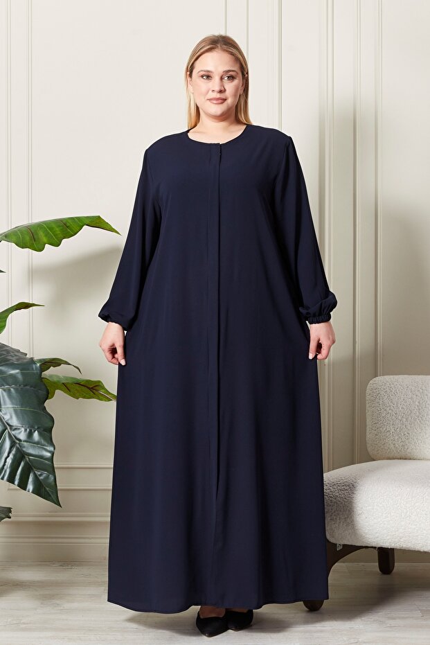 Women's Large Size Hijab Zippered Side Tie Gown Oversize Dress