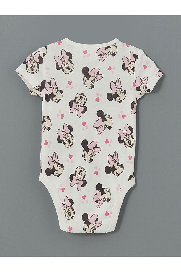 LCW baby Ekru Minnie Mouse Baskılı Kız Bebek Çıtçıtlı Body 2'li - 4