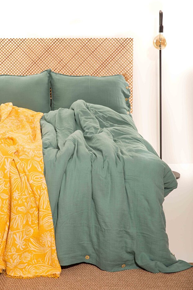 Cloudy Mood 2 Layer Muslin Double Duvet Cover Set | Duvet Cover, Pillowcase, Flat Sheet |