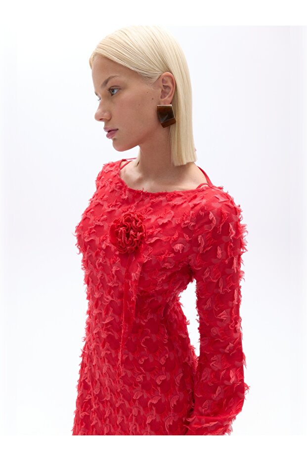 Sırt Dekolteli Maxi Elbise - 3