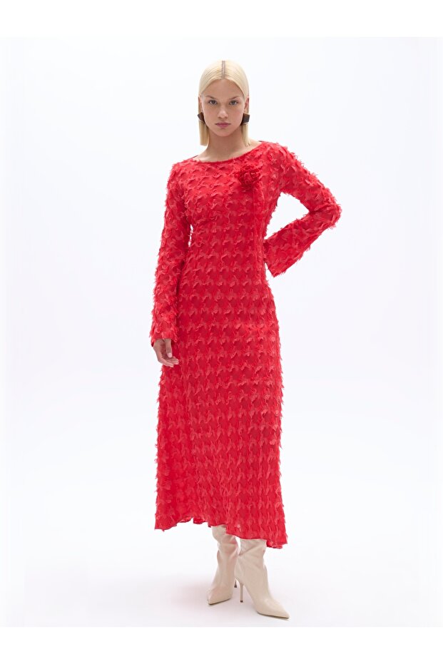 Sırt Dekolteli Maxi Elbise - 1